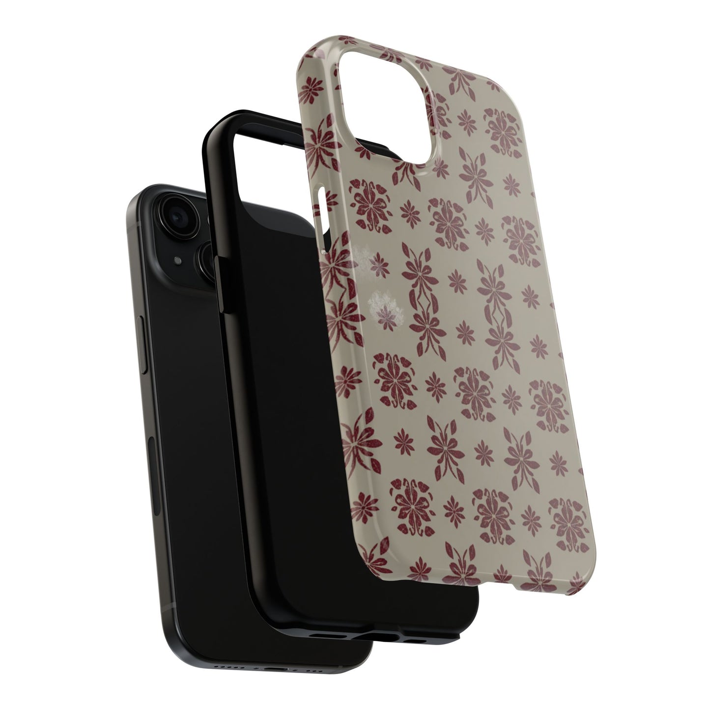 Tough Phone Case — Vintage Red Floral Pattern Protective Cover
