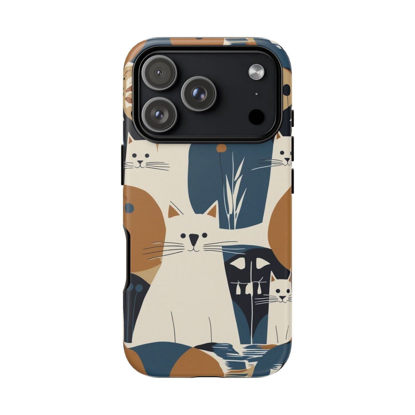 Cat Pattern Phone Case – Retro Abstract Cats Protective iPhone Cover