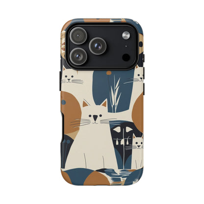 Cat Pattern Phone Case – Retro Abstract Cats Protective iPhone Cover