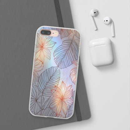 Floral Holographic Phone Case — Iridescent Leaves & Flowers Flexi Case