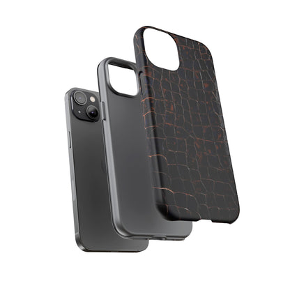 Croc-Embossed Tough Phone Case — Shockproof Black Alligator Texture
