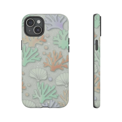 Pastel Coral Reef Tough Phone Case – Sea Shell & Coral Pattern Durable Protector