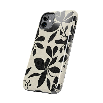 Tough Phone Case — Black Floral Silhouette Protective Cover