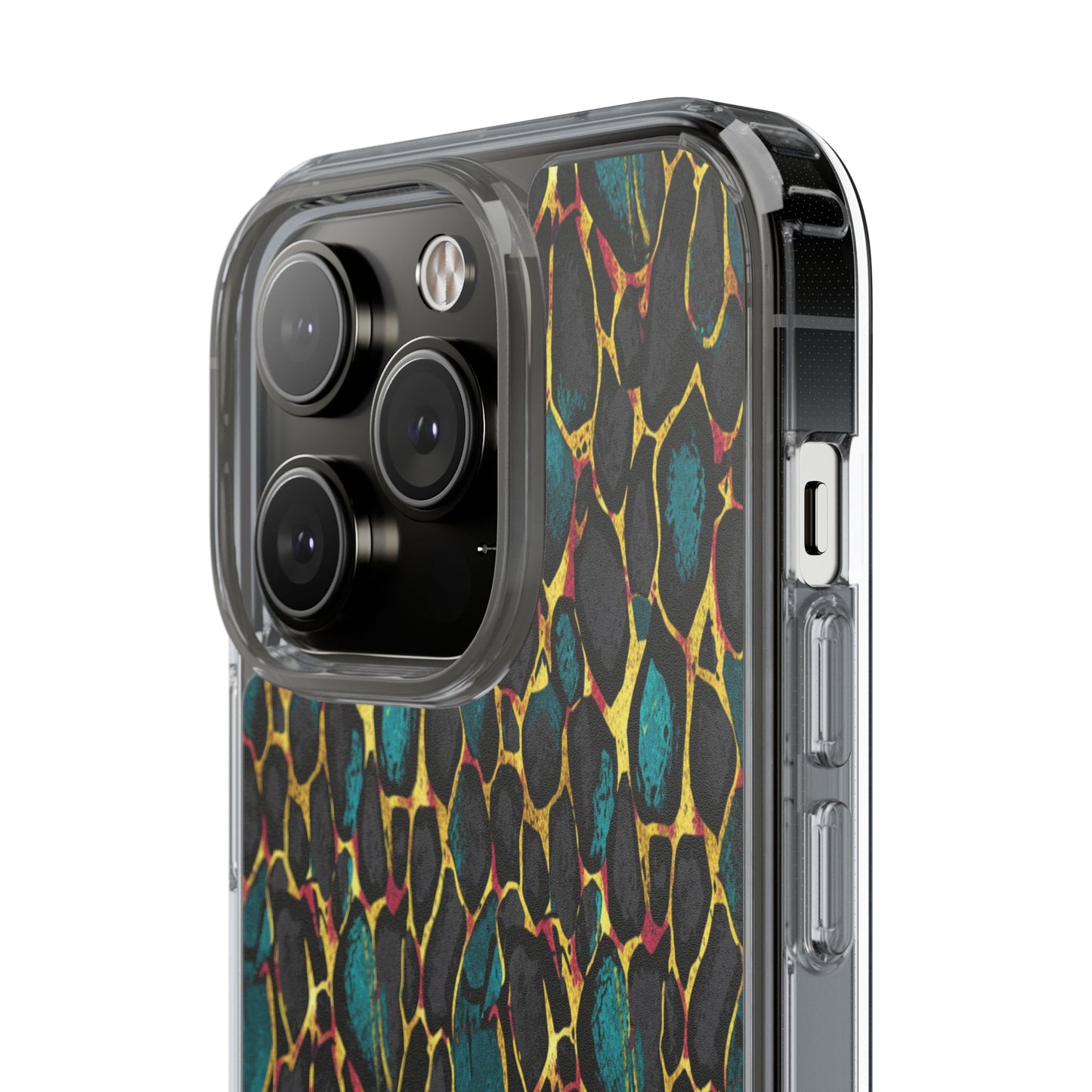 Teal Gold Leopard Clear Phone Case
