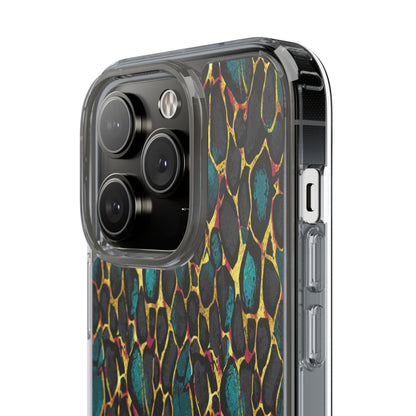 Teal Gold Leopard Clear Phone Case
