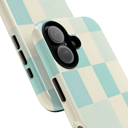 Pastel Checkerboard Tough Case – Mint & Cream Protective Phone Cover
