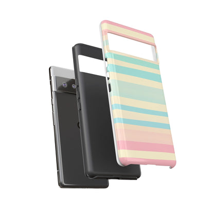 Pastel Striped Tough Phone Case – Protective Retro Rainbow Design
