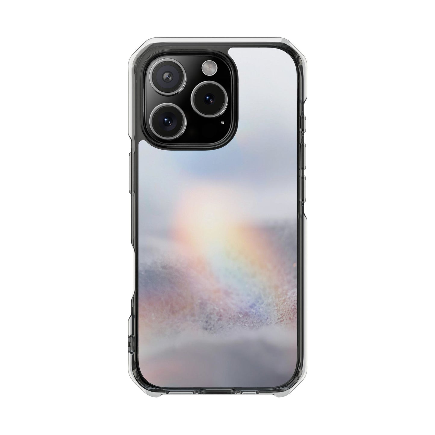 Clear Magnetic Impact Phone Case — Shockproof Transparent Case with Holographic Rainbow Accent