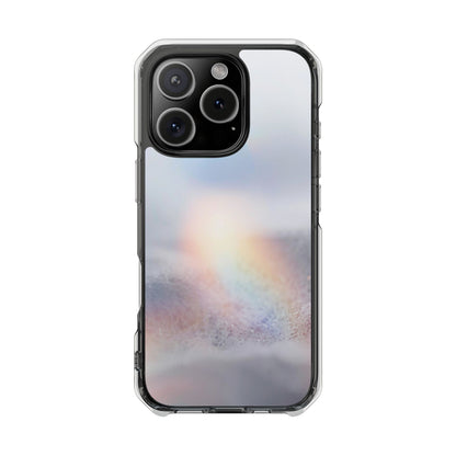 Clear Magnetic Impact Phone Case — Shockproof Transparent Case with Holographic Rainbow Accent