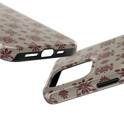 Tough Phone Case — Vintage Red Floral Pattern Protective Cover