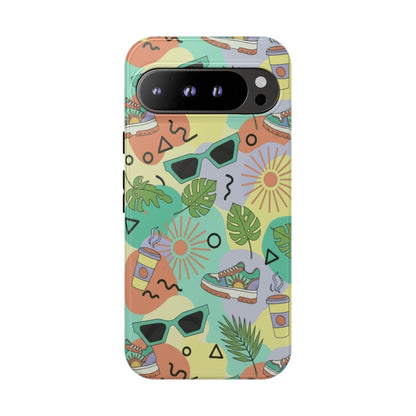 Tropical Summer Phone Case — Retro Sunglasses, Sneakers & Palm Pattern