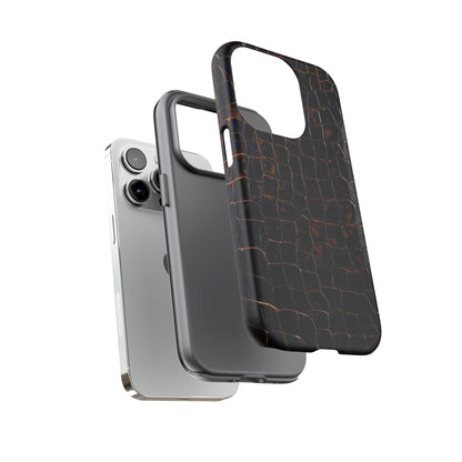 Croc-Embossed Tough Phone Case — Shockproof Black Alligator Texture