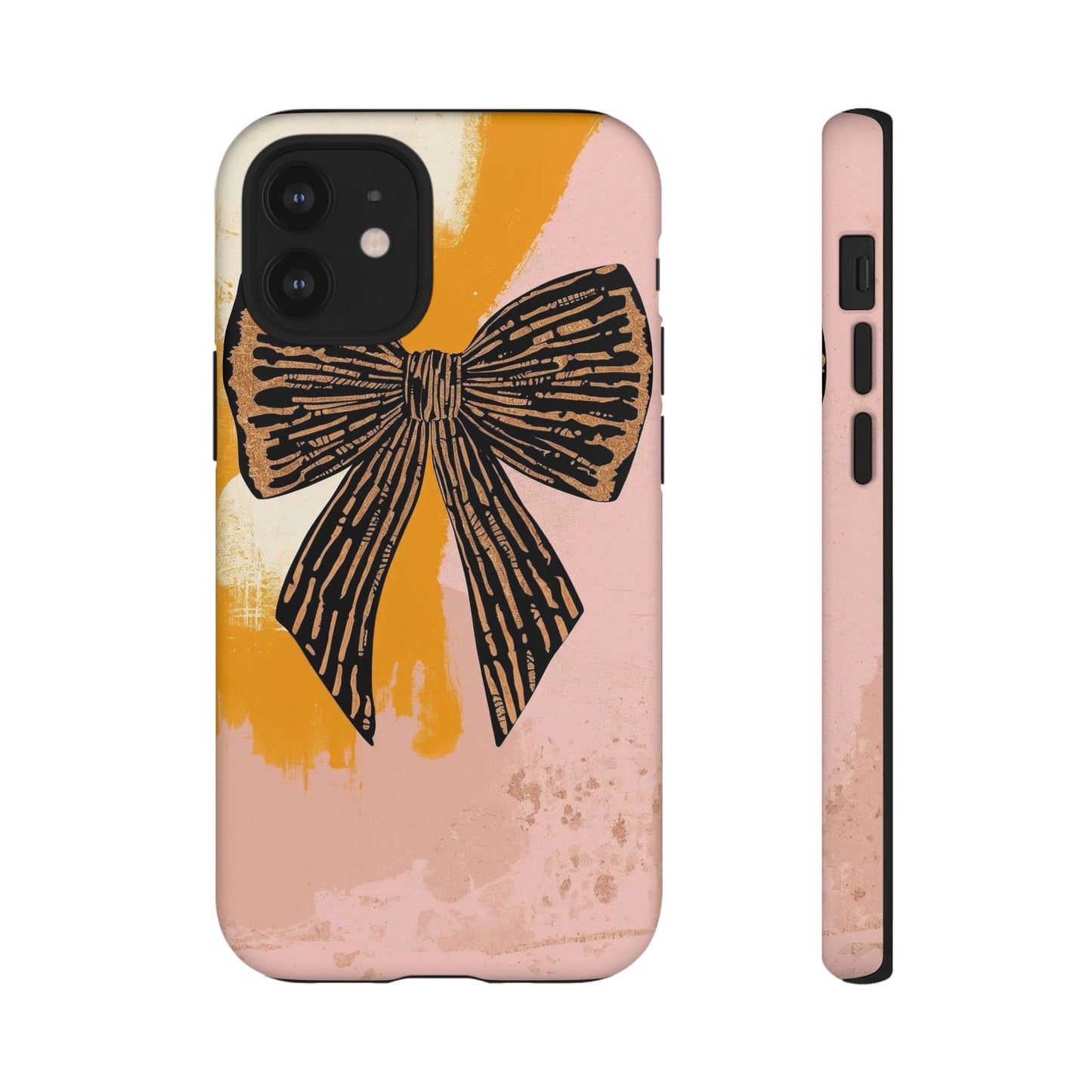 Bow Brushstroke Tough Phone Case — Pink & Mustard