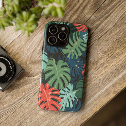 Tropical Monstera Phone Case — Colorful Leaf Protective Tough Case