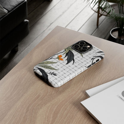 Floral Woven Tough Phone Case — Protective Botanical iPhone Cover