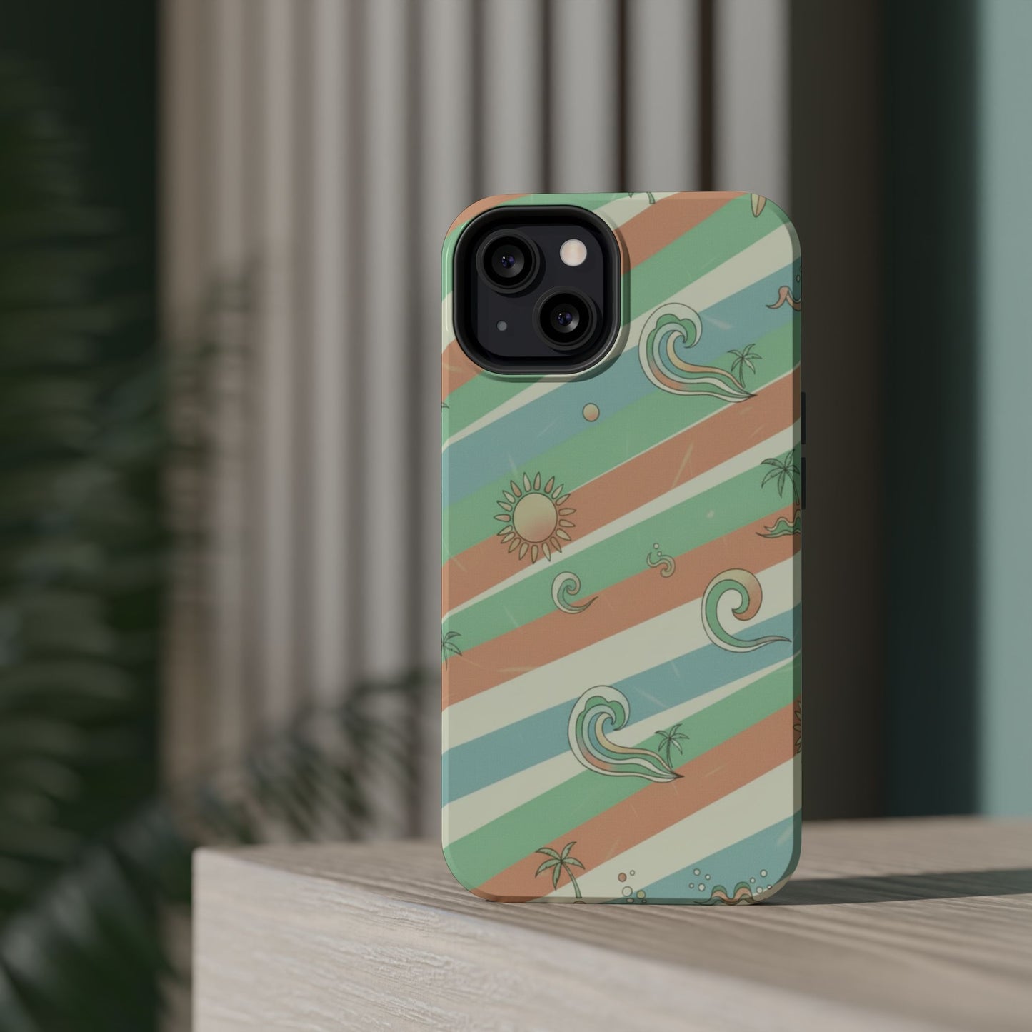 Magnetic Impact-Resistant Phone Case — Retro Surf Stripes