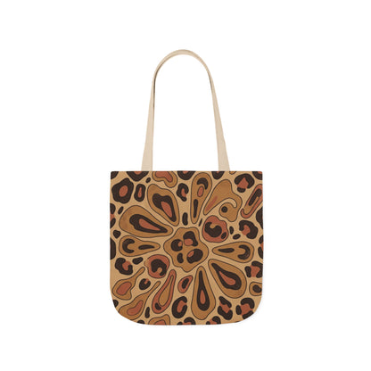 Leopard Mandala Canvas Tote — Brown Retro Animal Print Tote Bag