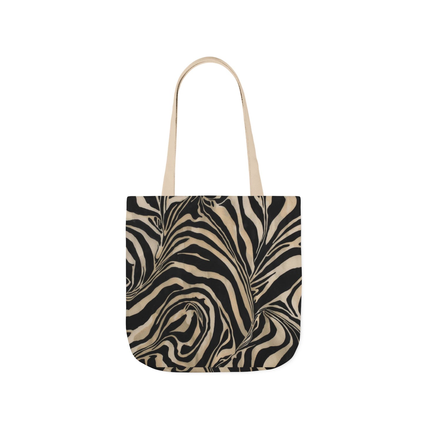 Zebra Swirl Canvas Tote Bag — Neutral Animal Print Shoulder Tote