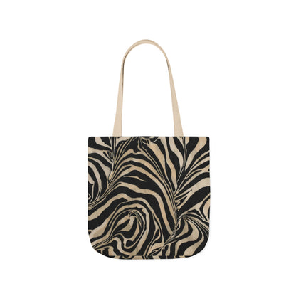 Zebra Swirl Canvas Tote Bag — Neutral Animal Print Shoulder Tote