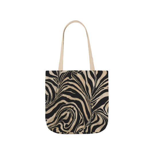 Zebra Swirl Canvas Tote Bag — Neutral Animal Print Shoulder Tote