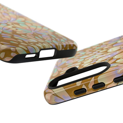 Floral Burst Tough Phone Case – Gold Pastel Botanical Protection