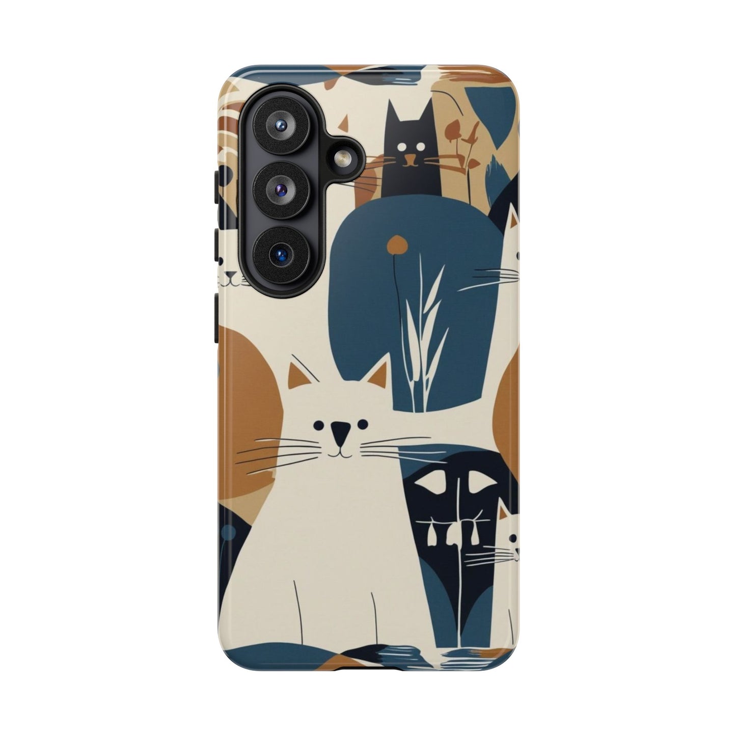 Cat Pattern Phone Case – Retro Abstract Cats Protective iPhone Cover