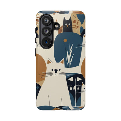 Cat Pattern Phone Case – Retro Abstract Cats Protective iPhone Cover