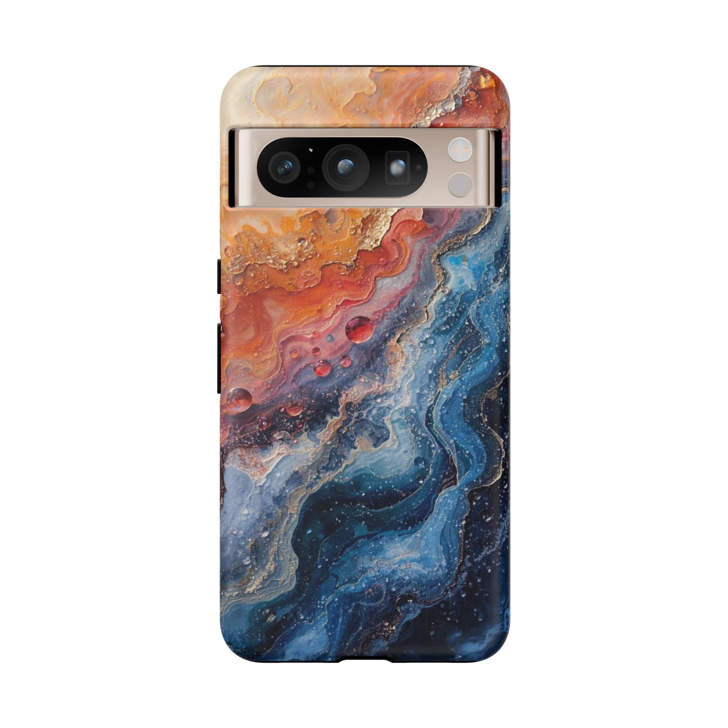 Marbled Galaxy Tough Phone Case — Abstract Blue & Coral Protective Cover