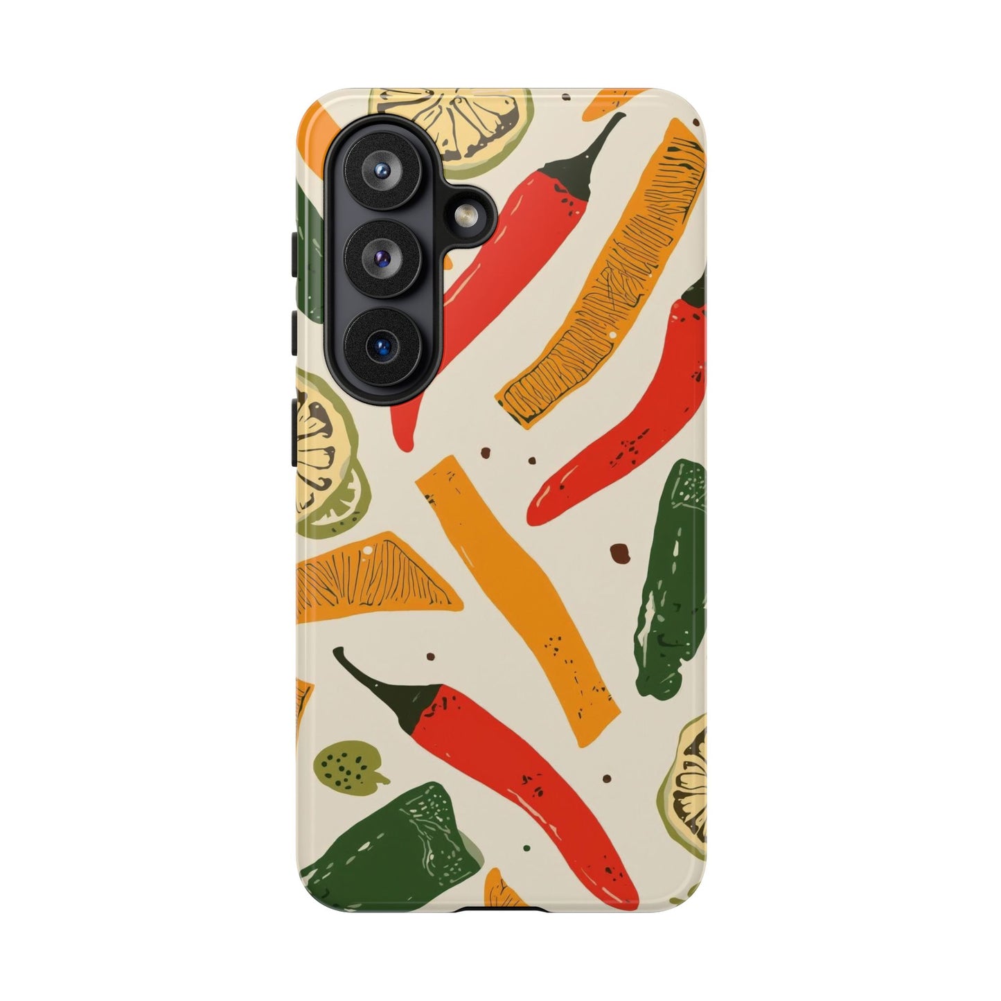 Spicy Peppers Phone Case – Colorful Chili, Lime & Citrus Pattern