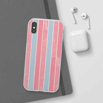 Striped Pink & Blue Phone Case — Retro Pastel Flexi Case