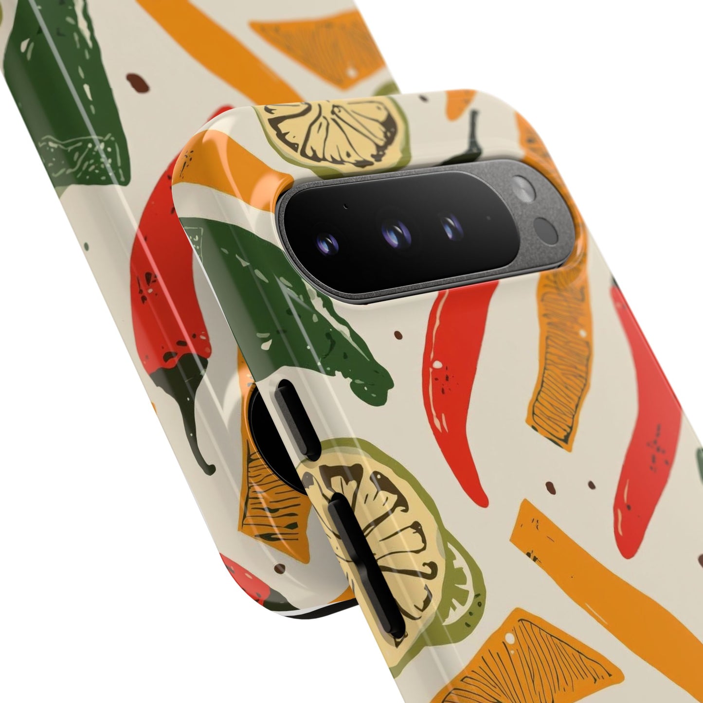 Spicy Peppers Phone Case – Colorful Chili, Lime & Citrus Pattern