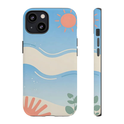Beach Waves Tough Phone Case — Summer Sun & Seashell Protective Cover