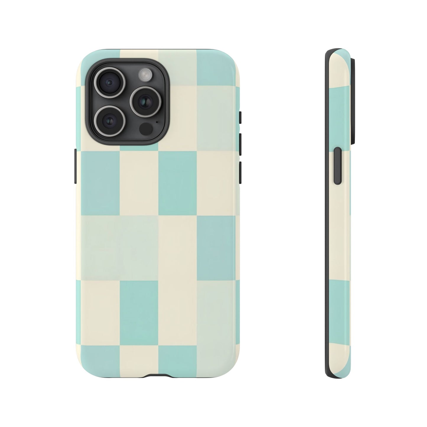 Pastel Checkerboard Tough Case – Mint & Cream Protective Phone Cover