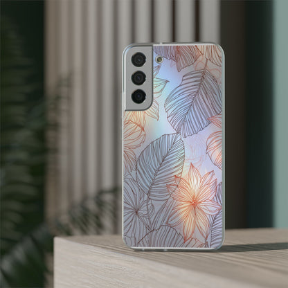 Floral Holographic Phone Case — Iridescent Leaves & Flowers Flexi Case
