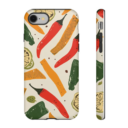 Spicy Peppers Phone Case – Colorful Chili, Lime & Citrus Pattern