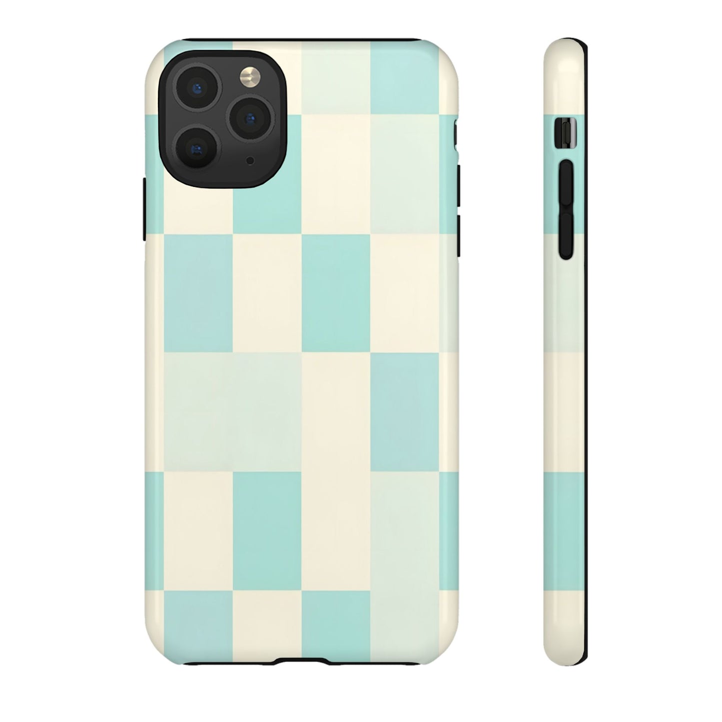Pastel Checkerboard Tough Case – Mint & Cream Protective Phone Cover