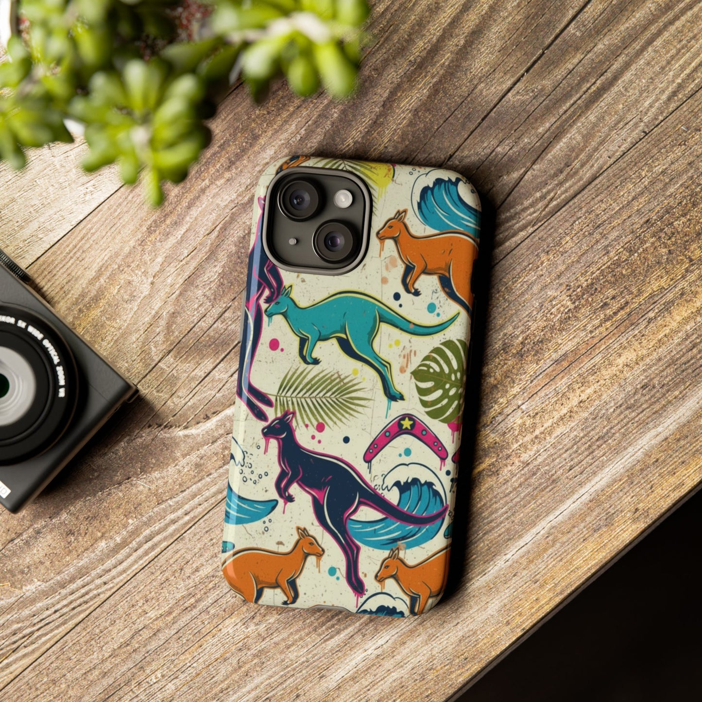 Tough Cases — Colorful Surfing Kangaroo Phone Case