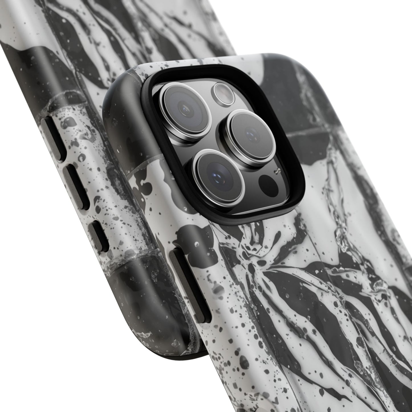 Monochrome Tile Floral Tough Phone Case