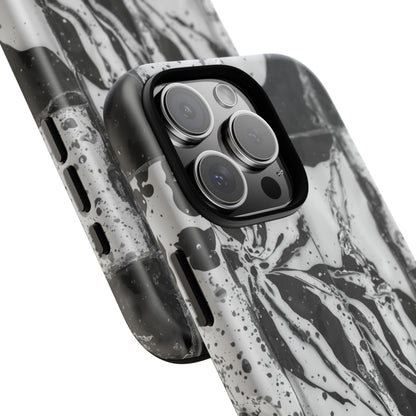 Monochrome Tile Floral Tough Phone Case