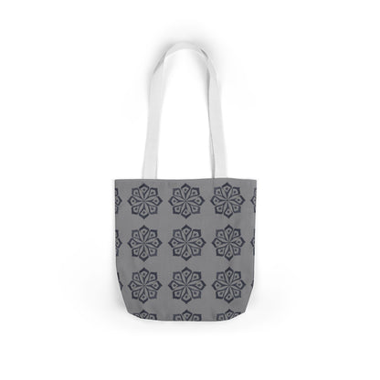Gray Floral Pattern Canvas Tote Bag — Reusable Everyday Shopping Tote
