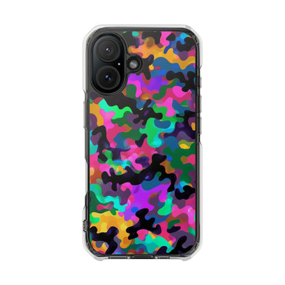 Clear Magnetic Impact Phone Case — Neon Camo Protective Cover