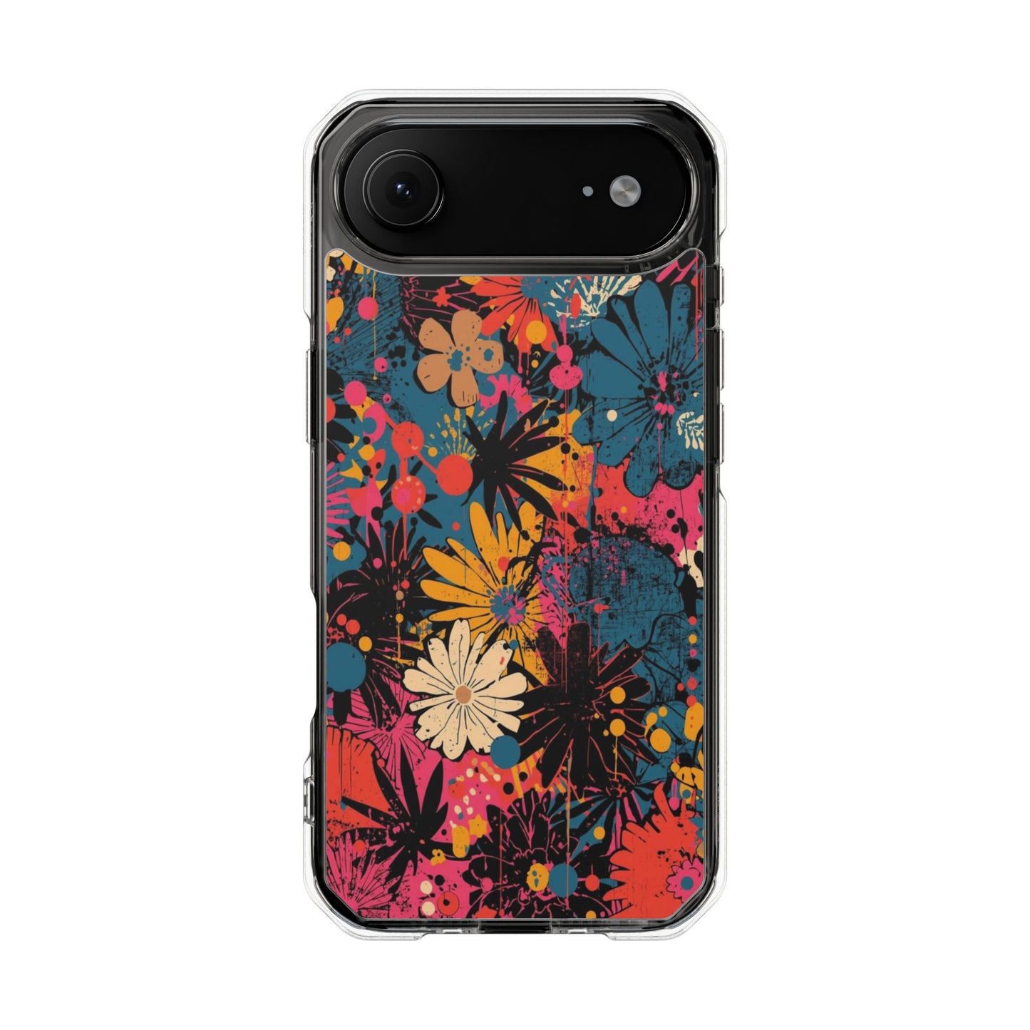Clear Magnetic Phone Case — Colorful Floral Impact Protection