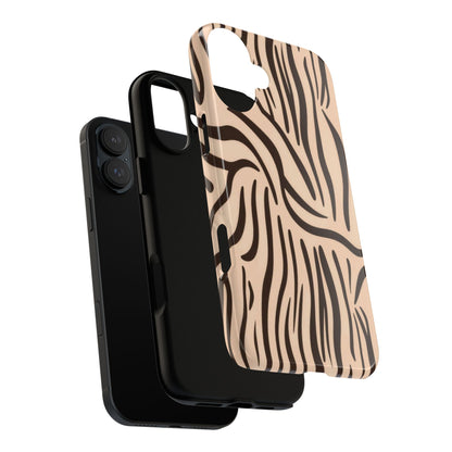 Zebra Stripe Tough Phone Case – Neutral Animal Print Protective Cover