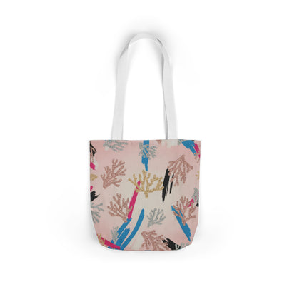 Abstract Coral Pattern Canvas Tote — Beachy Pink Reusable Bag