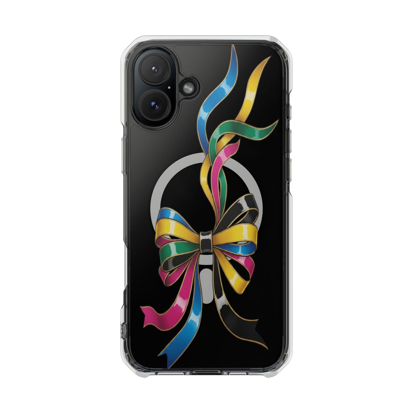 Clear Magnetic Phone Case — Colorful Ribbon Bow Design