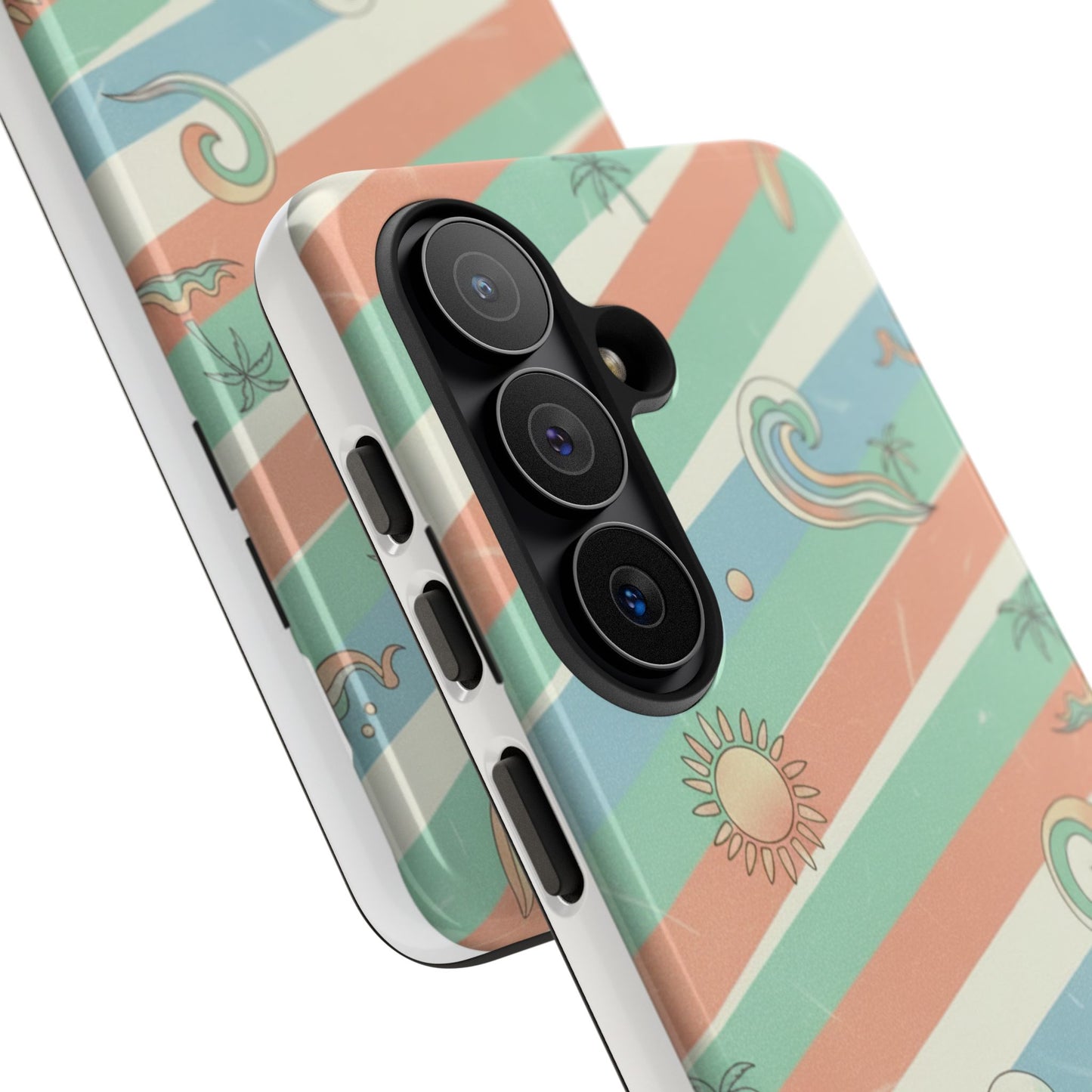 Surf Stripe Tough Phone Case — Retro Beach Waves Pattern