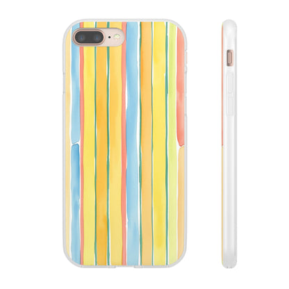 Watercolor Stripe Phone Case — Bright Pastel Vertical Stripes Protective Flexi Case