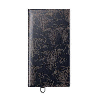 Botanical Noir Flip Phone Case — Dark Floral Wallet Cover with Card Slots