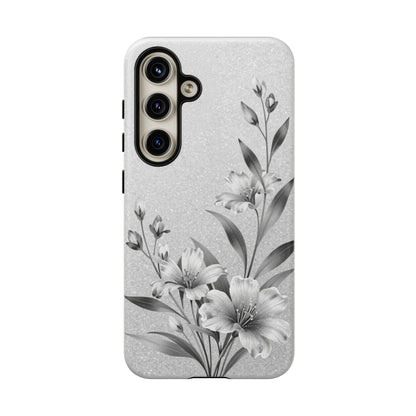 Floral Monochrome Phone Case — Elegant Black & White Lily Design