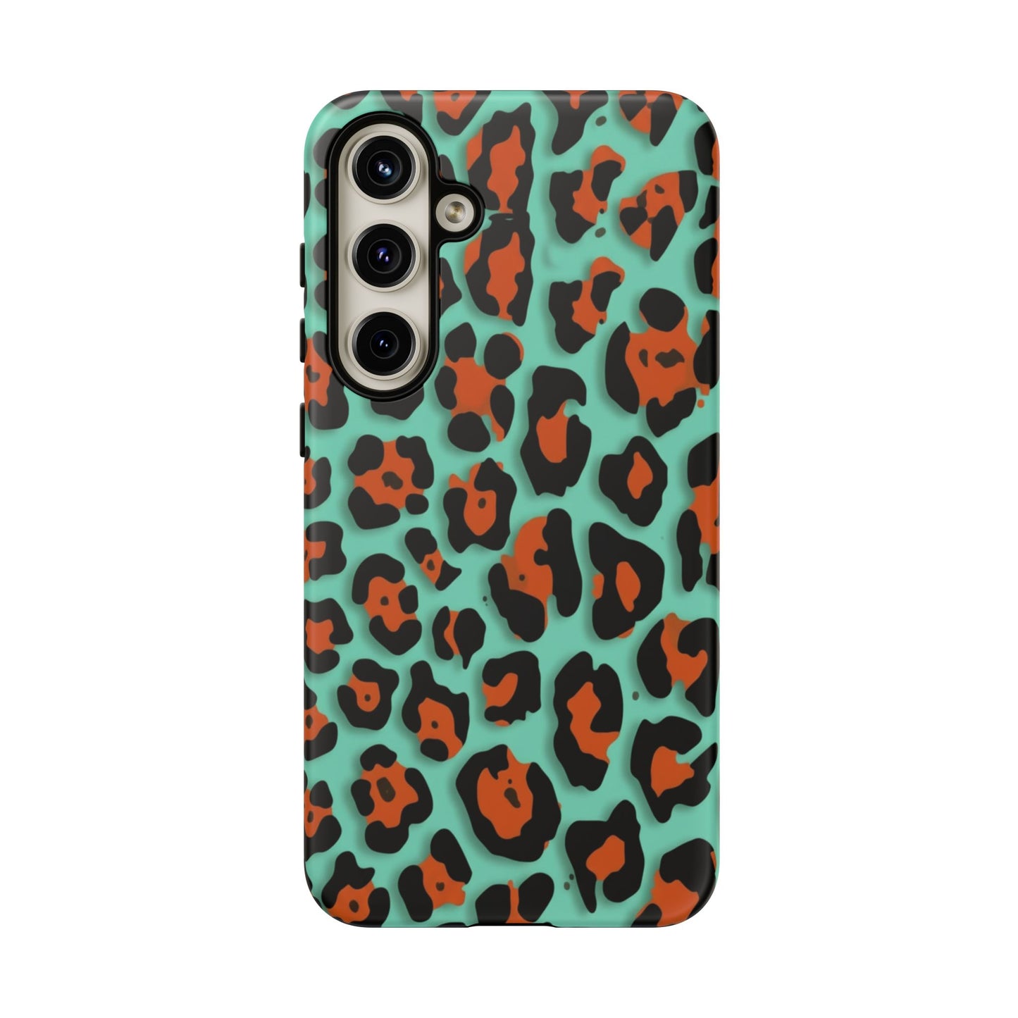 Teal & Rust Leopard Phone Case — Tough Protective Animal Print